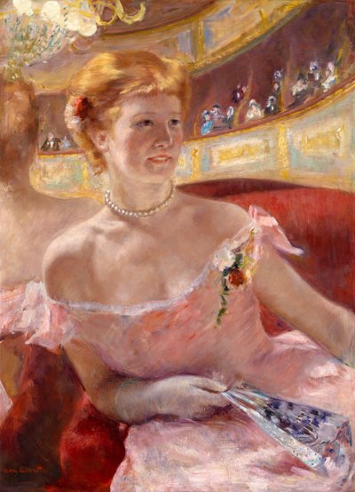 Woman with a Pearl Necklace in a Loge by Mary Cassatt